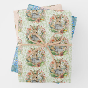 Feuille De Papier Cadeau 3 Différents Bunny de Pâques Heure du Printemps Ca