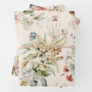 Feuille De Papier Cadeau 3 feuilles, Dutch Still Life Floral Art, 19" x 29"