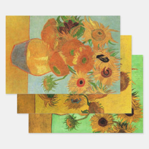 Feuille De Papier Cadeau 3 fleurs de tournesol différentes par Vincent van 
