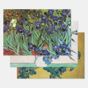 Feuille De Papier Cadeau 3 Fleurs Irises différentes par Vincent van Gogh