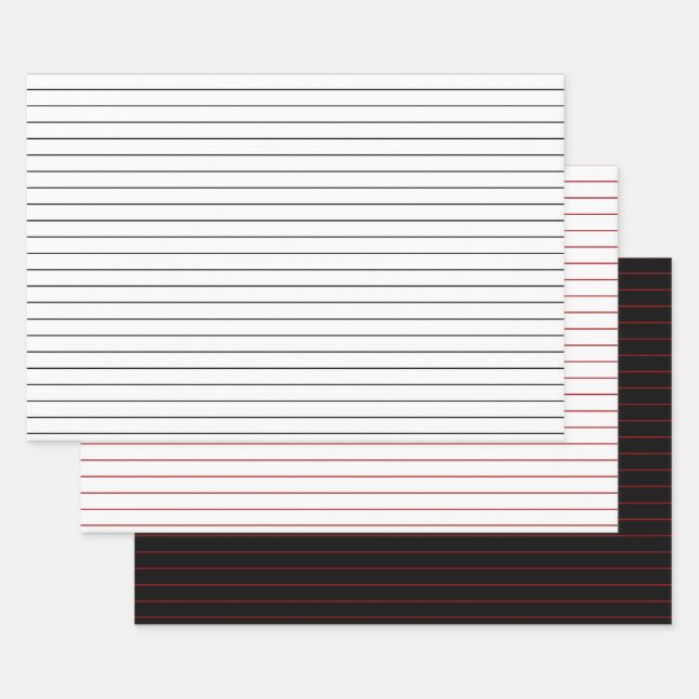 Feuille De Papier Cadeau 3 pack : Blancs minces, Noirs et Rouges Noël (Lot)