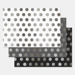 Feuille De Papier Cadeau 3 paquets: Points Parties scintillant argentés Noi