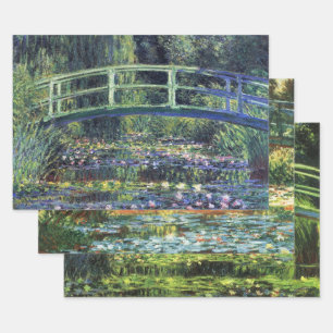 Feuille De Papier Cadeau 3 Pont sur l'étang Nénuphar par Claude Monet