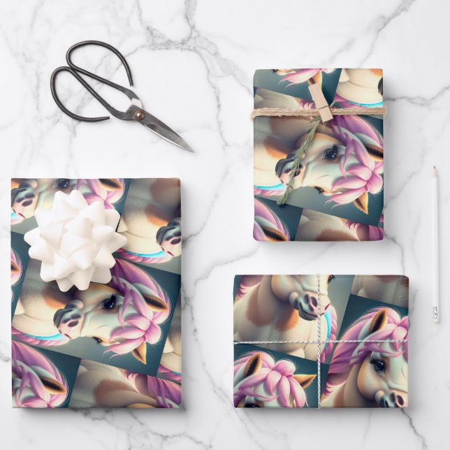 Feuille De Papier Cadeau 3D Spirit Pony 1 (Recto)