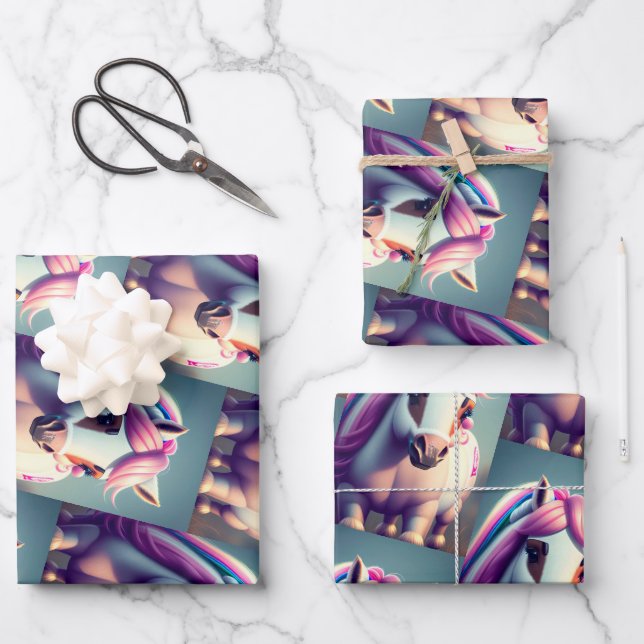 Feuille De Papier Cadeau 3D Spirit Pony 2 (Recto)