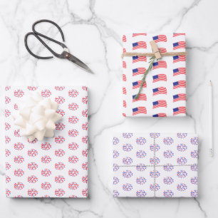 Feuille De Papier Cadeau 4 juillet États-Unis Fireworks