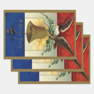Feuille De Papier Cadeau 4 juillet vintage avec Eagle et Liberty Bell