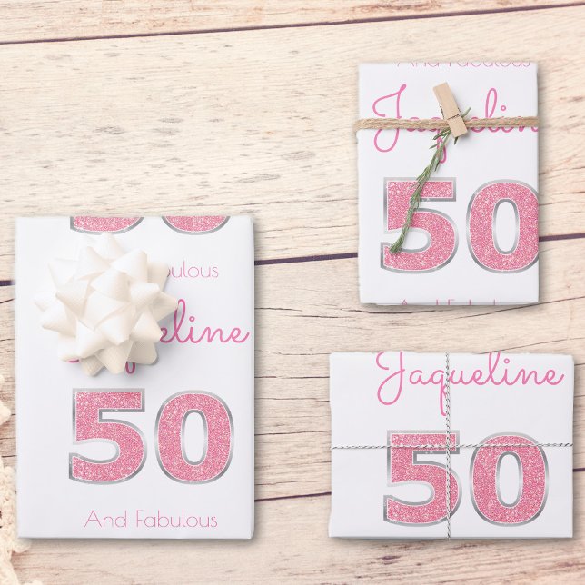 Feuille De Papier Cadeau 50e anniversaire 50 et fabuleuse Parties scintilla (Créateur téléchargé)
