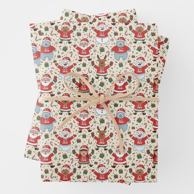 Feuille De Papier Cadeau 6-7 Crew Christmas Six Seven Holiday (En situation)