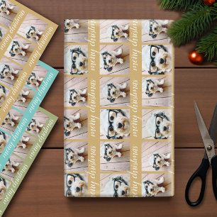 Feuille De Papier Cadeau 6 collage photo avec Joyeux Noël Script