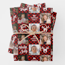6 Petits-enfants photo Red Buffalo Plaid Christmas