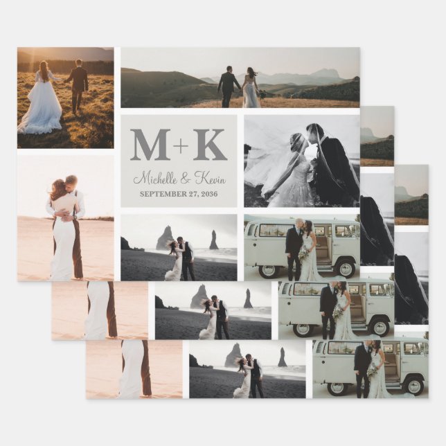 Feuille De Papier Cadeau 6 Photo Mariage Collage Nouveaux mariés (Lot)