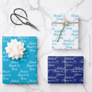 Feuille De Papier Cadeau 75 ans Marine Bleue 75e