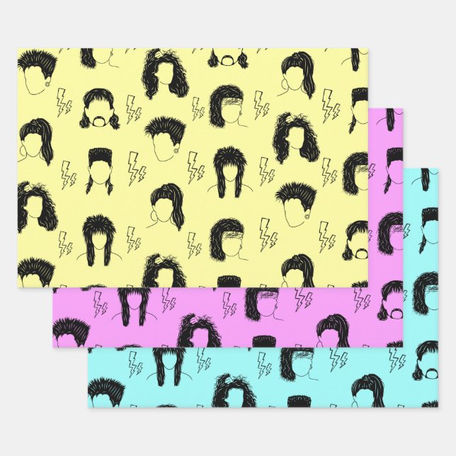 Feuille De Papier Cadeau 80s Coiffures (Lot)