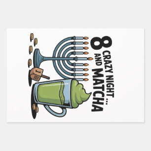 Feuille De Papier Cadeau 8 Soirées Folles Et Matcha Hanoukka Juif Juif Juif