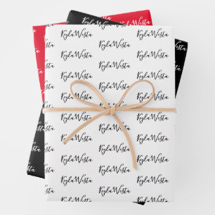 Feuille De Papier Cadeau À votre nom Écriture manuscrite moderne Blanc Noir