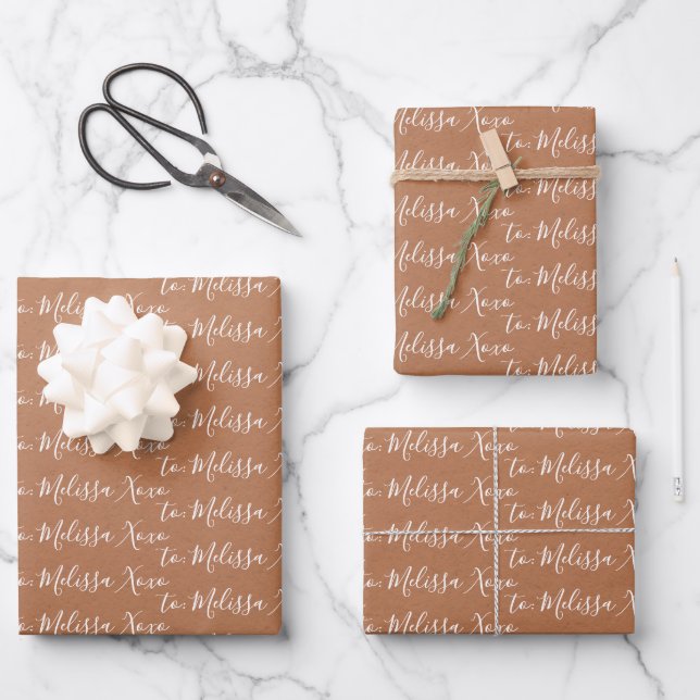 Feuille De Papier Cadeau À votre nom écriture moderne Terra Cotta Textur (Recto)