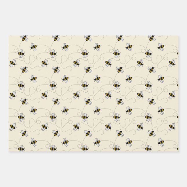 Feuille De Papier Cadeau Abeilles (Devant)