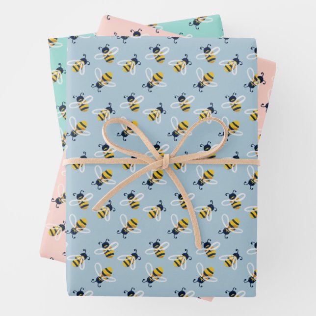 Feuille De Papier Cadeau Abeilles de miel (En situation)