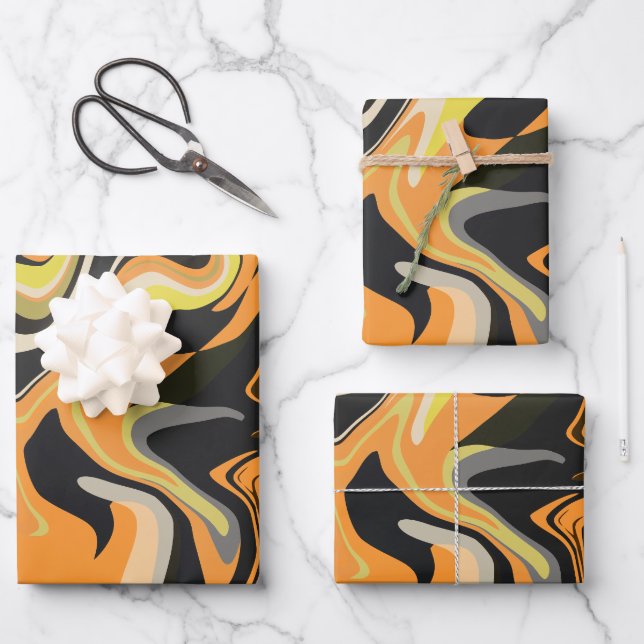 Feuille De Papier Cadeau Abstract Swirling Pattern in Earthy Tones (Recto)