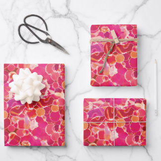 Feuille De Papier Cadeau Abstract Watercolor Pink Red Coral