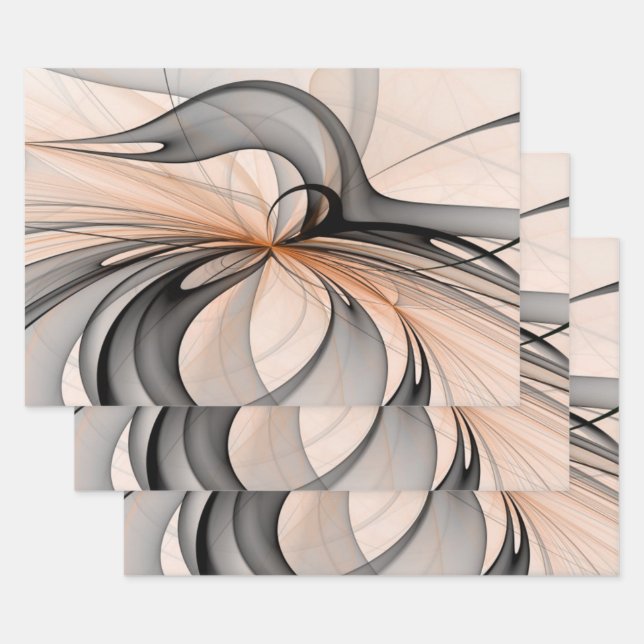 Feuille De Papier Cadeau Abstrait Anthracite Grey Sienna Art moderne fracta (Lot)