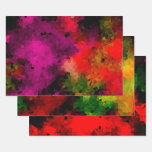 Feuille De Papier Cadeau Abstrait, créatif, mosaïque, cristaux, vert, jaune