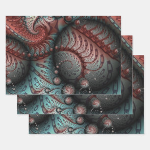 Feuille De Papier Cadeau Abstrait Fantastique Vivid Art Fractal Brun Bleu