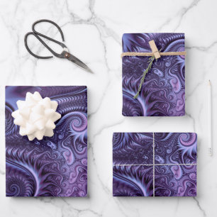 Feuille De Papier Cadeau Abstrait Lilac coloré et violet Motif spiral