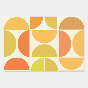 Feuille De Papier Cadeau Abstrait milieu du siècle moderne cercles orange j