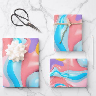 Feuille De Papier Cadeau Abstrait plastique fluide 3D