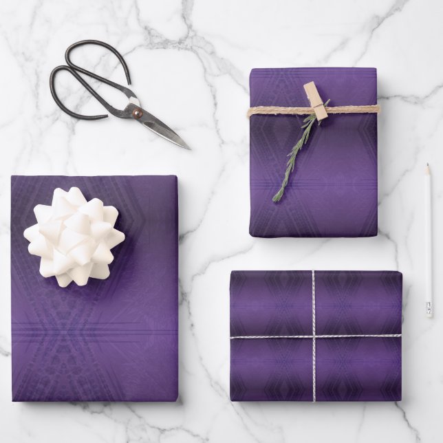 Feuille De Papier Cadeau Acceptation | Motif Boho violet écectique (Recto)