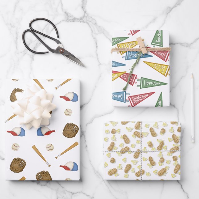 Feuille De Papier Cadeau Accueil Équipe Ouverture Jour Baseball Vieux (Recto)