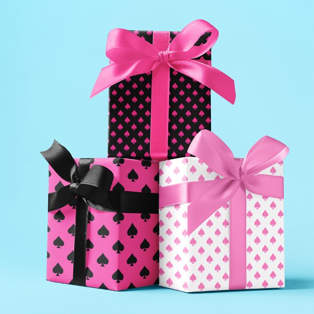 Feuille De Papier Cadeau Ace noire et rose pique Motif moderne (Créateur téléchargé)