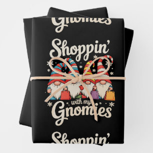 Feuille De Papier Cadeau Achats de Noël avec mes Gnomies Gnome Xmas