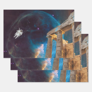 Feuille De Papier Cadeau Acropole du Parthénon La Grèce rencontre l'espace