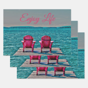 Feuille De Papier Cadeau Adirondack Chaises De Plage Rustique Turquoise Pro