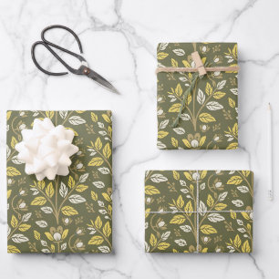 Feuille De Papier Cadeau Adopter la nature avec des motifs floraux élégants