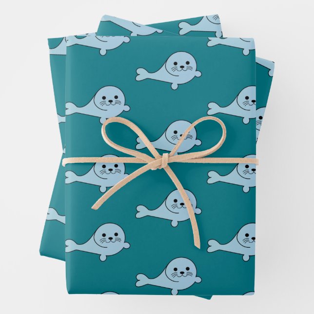 Feuille De Papier Cadeau Adorable Baby Seal (En situation)