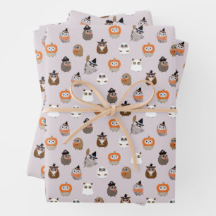 Feuille De Papier Cadeau Adorable Chouette d'Halloween Motif