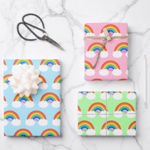 Feuille De Papier Cadeau Adorable Motif arc-en-ciel coloré