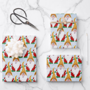 Feuille De Papier Cadeau Adorable Noël Gnome Enfants de Noël