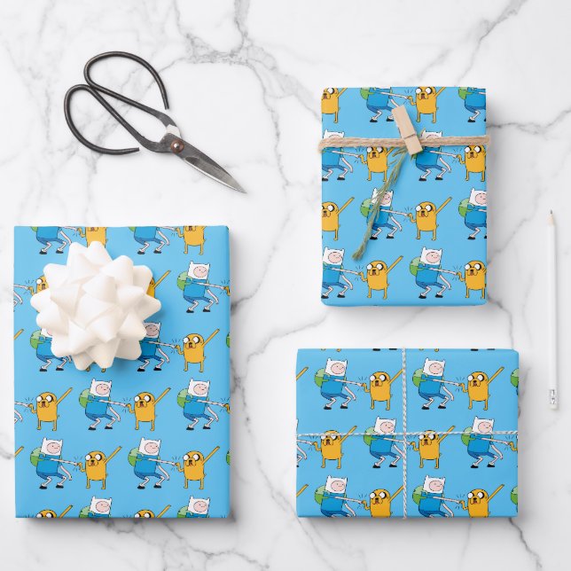 Feuille De Papier Cadeau Adventure | Finn & Jake Fist Bump (Recto)