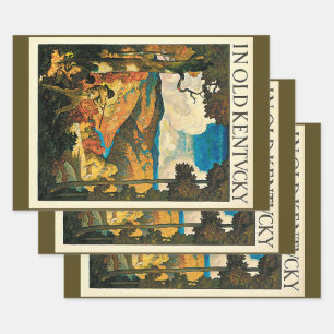 Feuille De Papier Cadeau Affiche de voyage vintage NC Wyeth, Dans le vieux 