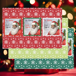 Feuille De Papier Cadeau African American Père Noël Ajouter Enfants personn