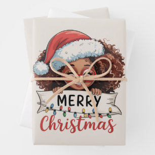 Feuille De Papier Cadeau Afro-Américain Joyeux Noël Africain Noir