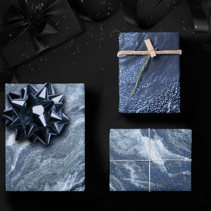 Feuille De Papier Cadeau Agate bleue cristallisée   Pierre marbrée en ardoi