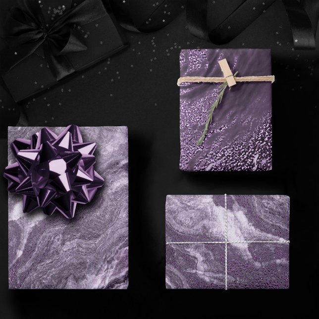 Feuille De Papier Cadeau Agate violette cristallisée | Moody Marbled Stone (Créateur téléchargé)