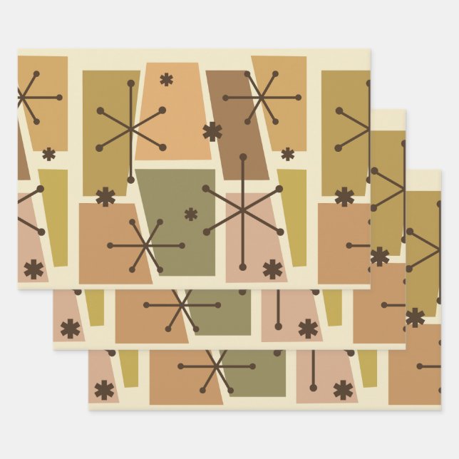 Feuille De Papier Cadeau Age atomique Pop Art Brown (Lot)