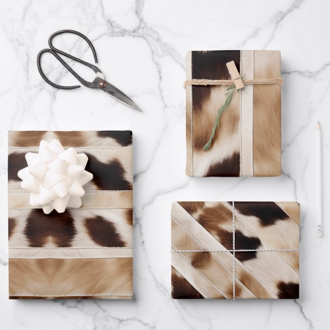 Feuille De Papier Cadeau Agritourisme rustique Cowboy Western Country Cow I (Recto)